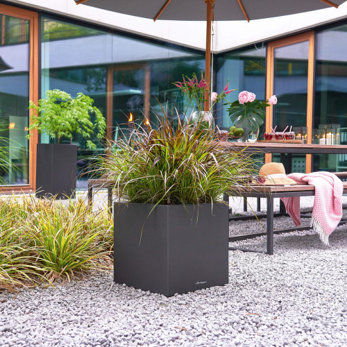 13702 Кашпо LECHUZA Канто Стоун  30 куб. графитовый черный фото 3