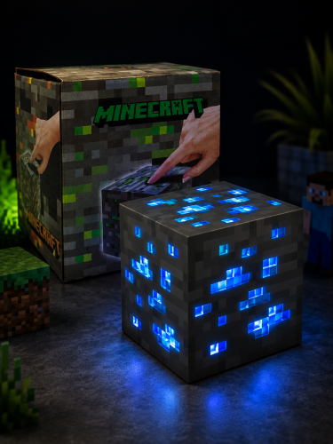 Ночник светильник Факел настенный майнкрафт Куб Minecraft (Алмазная руда) фото 2