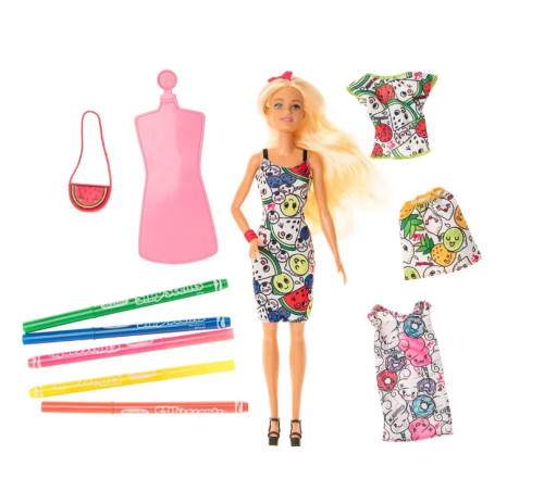 Кукла Barbie Крайола Раскрась наряд GGT44 Барби фото 4