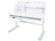 Детский стол Ergokids Bravo Max Plus White/Blue (арт. TH-360 Max Plus WG/BL) - столешница белая / накладки на ножках голубые