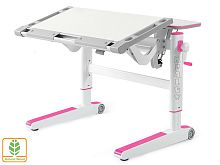 Детский стол Mealux ErgoWood M (Цвет столешницы:Белый дуб, Цвет ножек стола:Розовый)