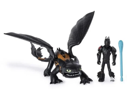 (чёрный) Игровой набор дракон Беззубик (17 см) и викинга Икинга (8 см) Как приручить дракона фото 2