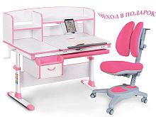 Комплект парта и кресло Mealux EVO-50 (Y-115) (Цвет столешницы:Белый, Цвет обивки:Розовый, Цвет кромки:Розовый)