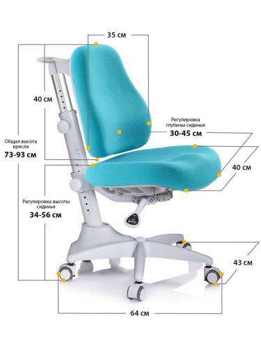 Комплект Mealux Winnipeg Multicolor BL (арт. BD-630 WG + BL + кресло Y-528 KBL) - (стол+кресло) / столешница белая, накладки голубые и серые фото 7