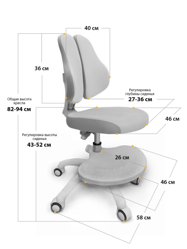 Кресло детское ErgoKids GT Y-409 G ortopedic серое фото 3