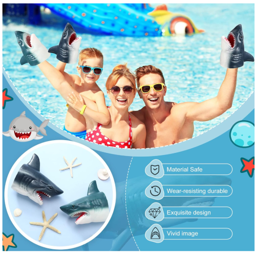 пл (серая) Игрушка на руку Акула / Игрушка перчатка (игрушка в ванную)  фото 3