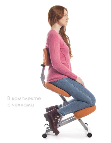 KM01BМ без чехла — металлический коленный стул со спинкой фото 3