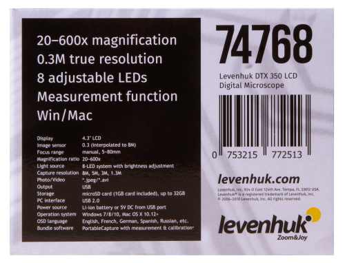 Микроскоп цифровой Levenhuk DTX 350 LCD фото 16