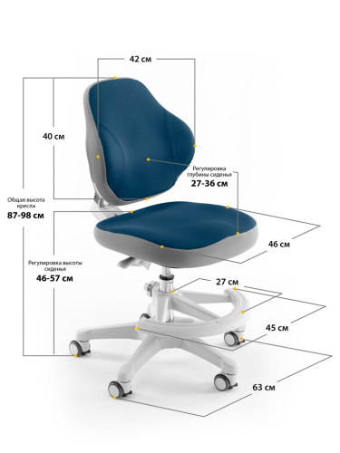 Кресло детское ErgoKids GT Y-405 DB ortopedic темно-синий фото 3
