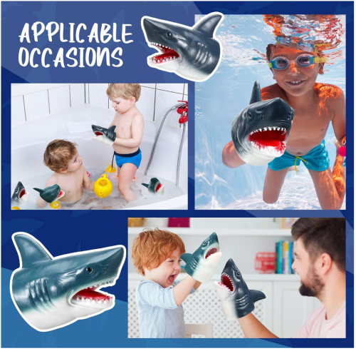 пл (серая) Игрушка на руку Акула / Игрушка перчатка (игрушка в ванную)  фото 12
