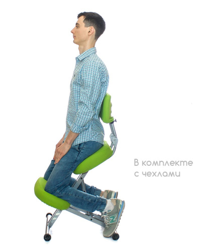 KM01BМ без чехла — металлический коленный стул со спинкой фото 4