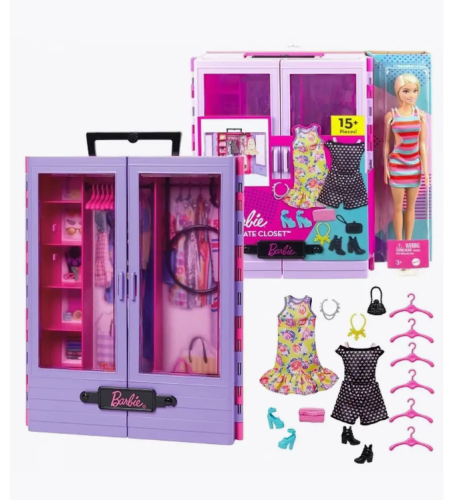 Шкаф Barbie с гардеробом и куклой Барби HJL66 фото 2