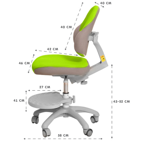 Растущее детское кресло с подставкой для ног HOLTO-4F (зеленое) фото 3