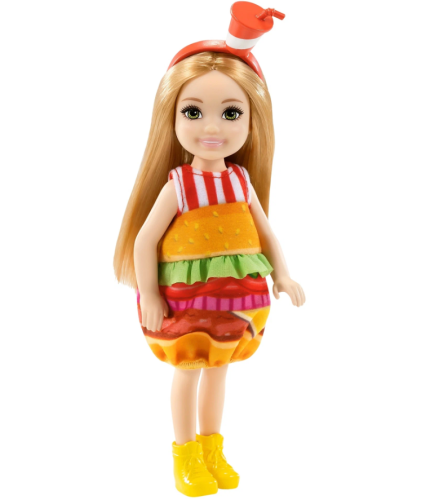 GHV69-4 Кукла Barbie Челси в тематическом костюме бургер с питомцем фото 2