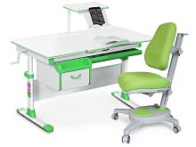 Комплект парта и кресло Mealux EVO-40 (Y-110) (Цвет столешницы:Белый, Цвет ножек стола:Белый, Цвет кромки:Зеленый)