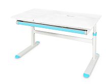 Детский стол Ergokids Bravo White/Blue (арт. TH-360 Lite WG/BL) - столешница белая /  накладки на ножках голубые