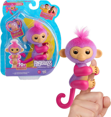 Интерактивная обезьянка Чарли Fingerlings Charli Реагирует на прикосновения (фиолетовый) фото 2