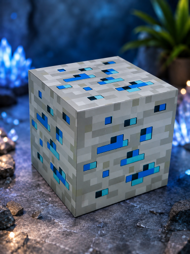 Ночник светильник Факел настенный майнкрафт Куб Minecraft (Алмазная руда) фото 5