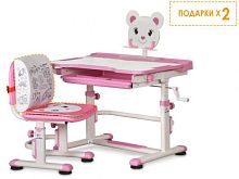 Комплект парта и стульчик Mealux BD-04 New XL Teddy WP Pink