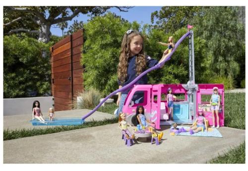 Барби Кемпер DreamCamper Автомобильный игровой набор Barbie Camper HCD46 с горкой и бассейном фото 6