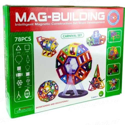 Магнитный конструктор Mag Building 78 деталей фото 2