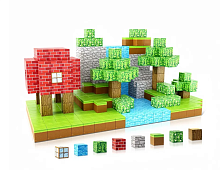 (64 шт) Набор блоков-кубиков Мой магнитный мир (майнкрафт магнитный конструктор)