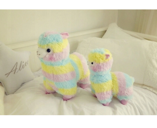 Мягкая игрушка лама, радужная альпака 45 см фото 2