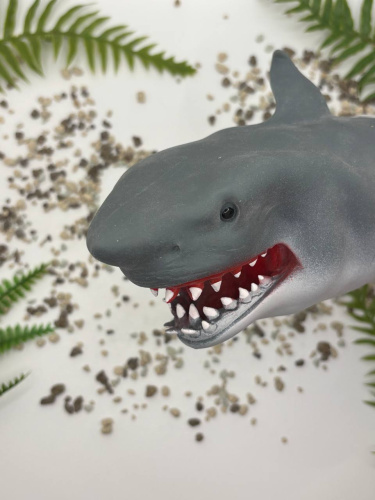 пл (серая) Игрушка на руку Акула / Игрушка перчатка (игрушка в ванную)  фото 10