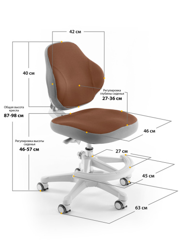 Кресло детское ErgoKids GT Y-405 BR ortopedic коричневый фото 3