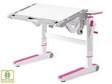 Детский стол Mealux ErgoWood L (Цвет столешницы:Белый, Цвет ножек стола:Розовый)