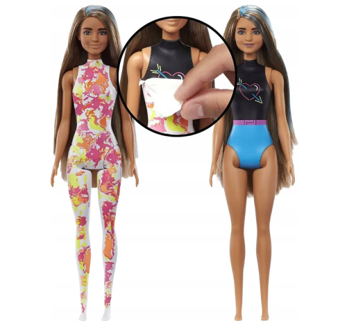 Кукла Barbie Mattel Набор Color Reveal Neon Tie-Dye Барби с 25 сюрпризами Неоновая кукла HCD25 фото 5