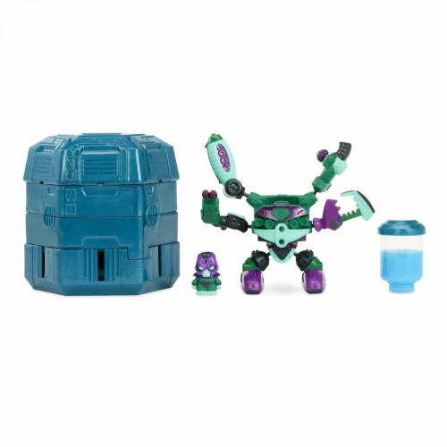 (синий) Робот сюрприз Ready2Robot Singles 2 серия (коллекционная фигурка + 7 деталей + слайм в капсуле) 551035 фото 4