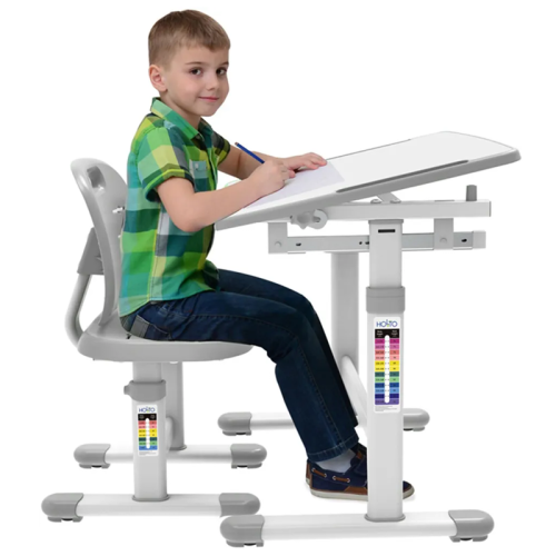 Растущий детский комплект: парта-трансформер и стул Set HOLTO-1 (серый) фото 2