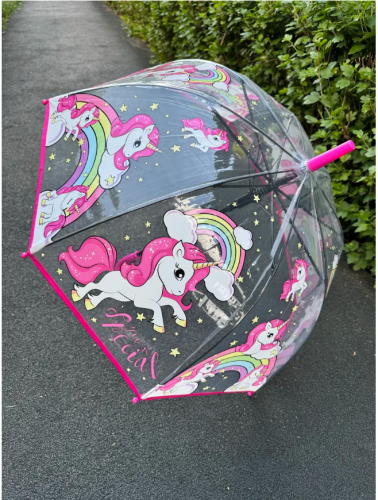 Зонт детский с единорогом прозрачный полуавтомат фото 7
