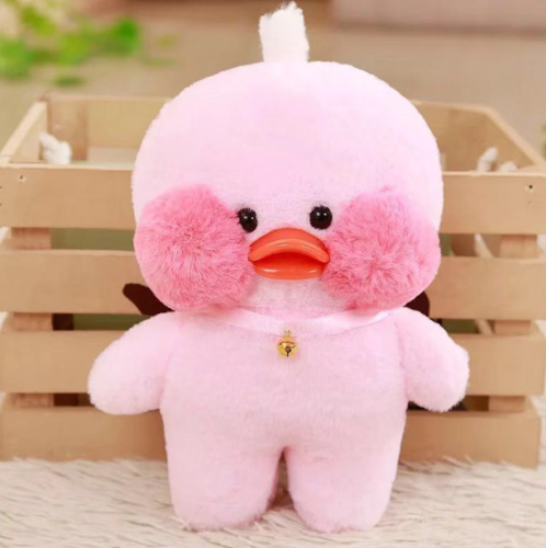 Мягкая игрушка Уточка Lalafanfan duck розовая в синем свитере 30 см фото 3