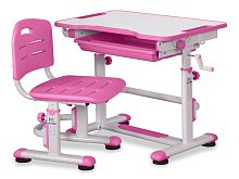 Комплект парта и стульчик Mealux BD-08 Teddy (Цвет столешницы:Белый, Цвет ножек стола:Розовый)