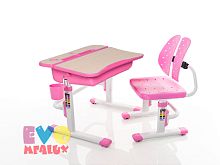 Комплект парта и стульчик Mealux EVO-03 (Цвет столешницы:Клен, Цвет ножек стола:Розовый)