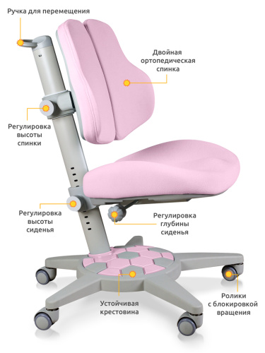 Комплект Mealux Edmonton Multicolor Lite + ErgoKids Jasper Duo (Y-106 KP), (стол+кресло),розовый фото 3