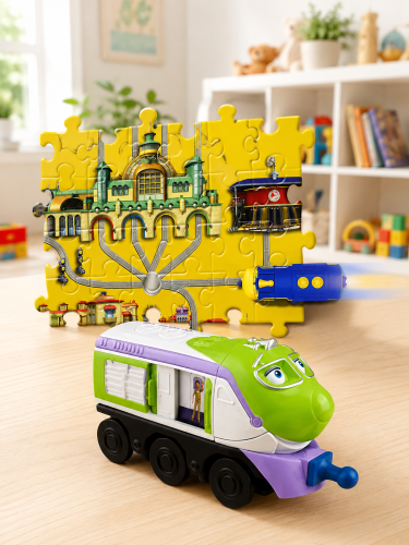 890303 Паровозик Chuggington Чаггингтон Коко с механической функцией и пазлом фото 2