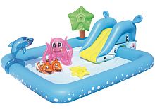 Игровой центр бассейн с горкой и фонт. АкваПарк 239х206х86см с 6игруш., 308л, от 2лет, BestWay, уп.3