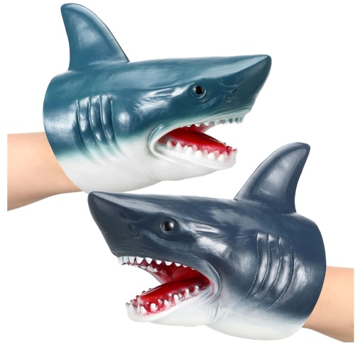 пл (серая) Игрушка на руку Акула / Игрушка перчатка (игрушка в ванную) 