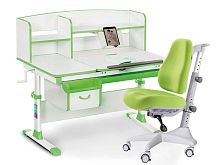 Комплект парта и кресло Mealux EVO-50 (Y-528) (Цвет столешницы:Белый, Цвет обивки:Зеленый, Цвет кромки:Зеленый)