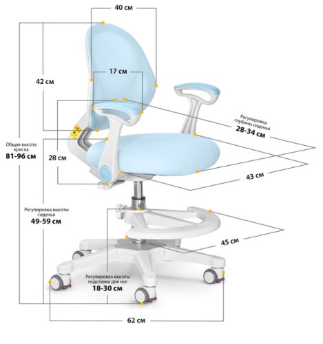 Детское кресло ErgoKids Mio Air BL (арт. Y-400 BL (arm)) - обивка голубая однотонная  (одна коробка) фото 3