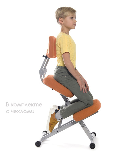 KM01BМ без чехла — металлический коленный стул со спинкой фото 2
