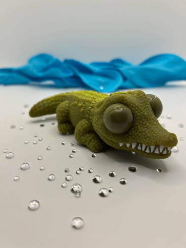 7749 Антистресс Пучеглаз Давилка с Глазами Зеленый крокодил Dino World (в ассортименте)  фото 3