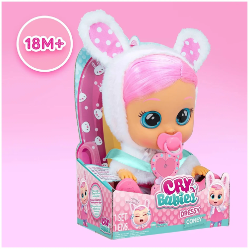 (белая зайка) Кукла Кони IMC Toys Cry Babies Dressy Coney Плачущий младенец 40883 фото 5