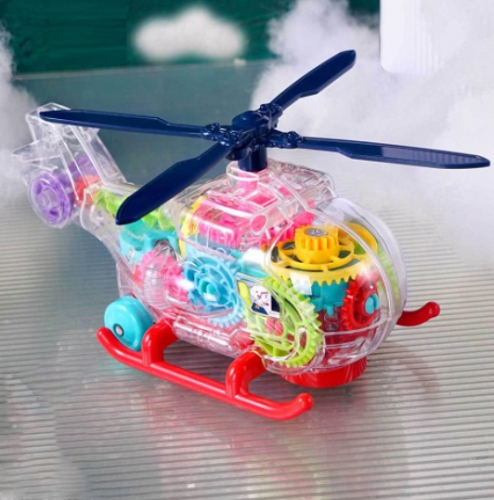 Игрушка-вертолет прозрачный с шестерёнками со световыми и звуковыми эффектами  фото 3
