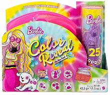 (розовый) Кукла Barbie Mattel Набор Color Reveal Neon Tie-Dye Барби с 25 сюрпризами Блондинка с питомцем HCD25_3