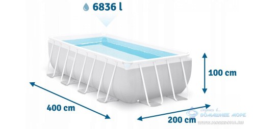 Каркасный бассейн Prism Frame Rectangular Pool 400х200х100см + аксессуары, INTEX - 26788 фото 2