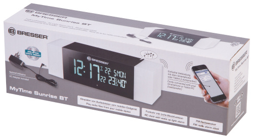 Радио с будильником и термометром Bresser MyTime Sunrise Bluetooth, черное фото 10